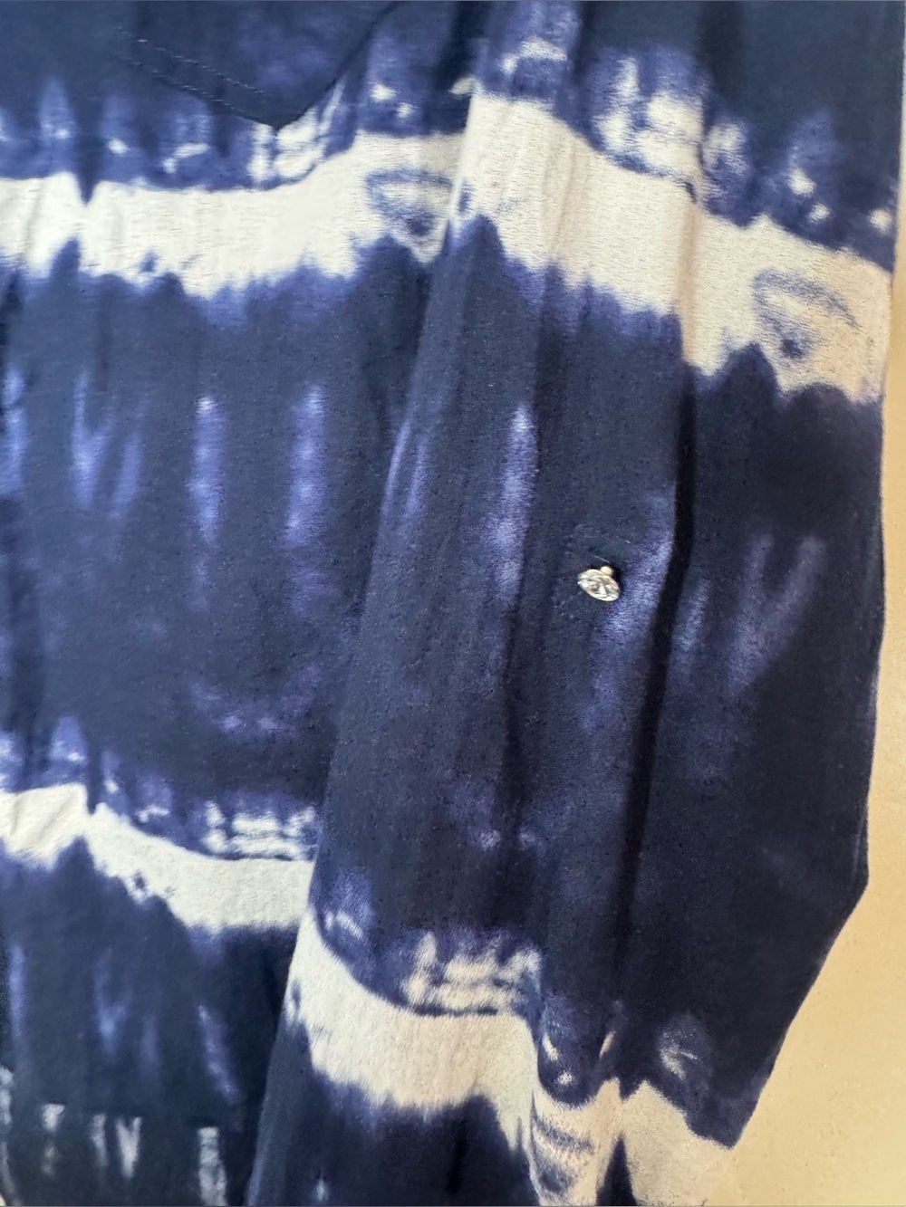 INC International Concepts Navy & White Tie-Dye Crystal Button Shirt LG cotton - Picture 2 of 5